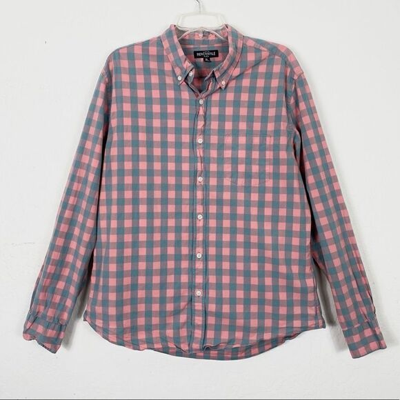 J. Crew Mercantile Pink & Blue Gingham Check Button Down Shirt - Picture 1 of 6